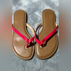 Banana Republic Tan and Pink Women's Sandals